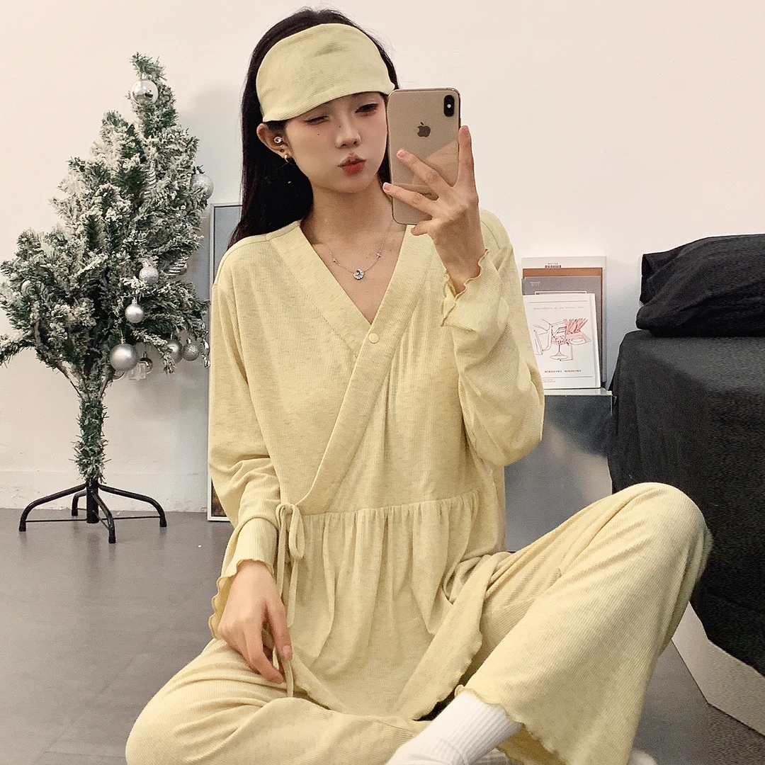月子服夏季薄款产后孕妇哺乳睡衣莫代尔带胸垫大码家居服怀孕喂奶