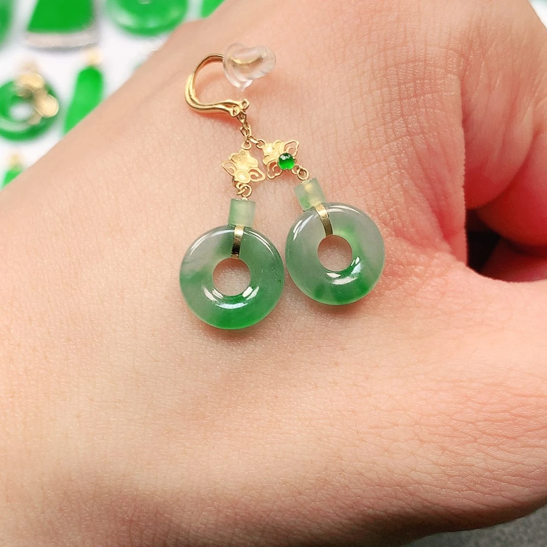 吊坠(不含链)18K金镶嵌翡翠