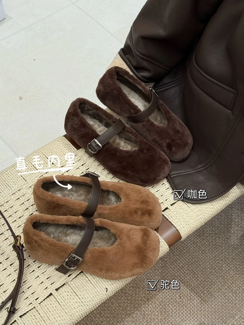 绒绒蜜糖～玛丽珍鞋女加绒保暖浅口单鞋冬季新款棉鞋8621-11/A14