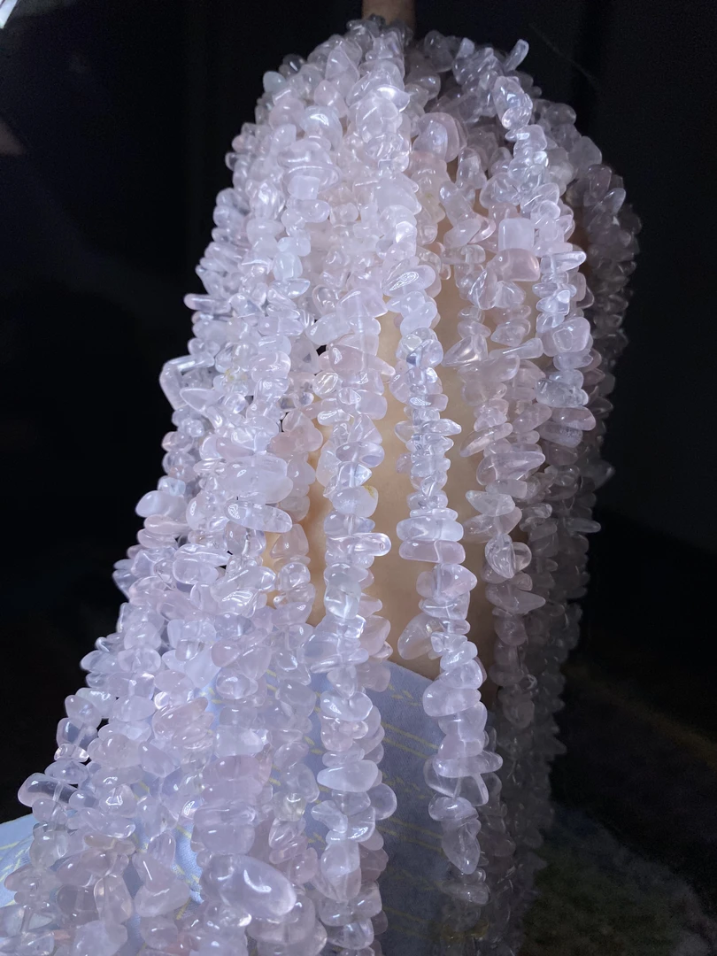 天然粉晶碎石不定形5-8mm水晶链半成品莫粉果冻粉diy材料