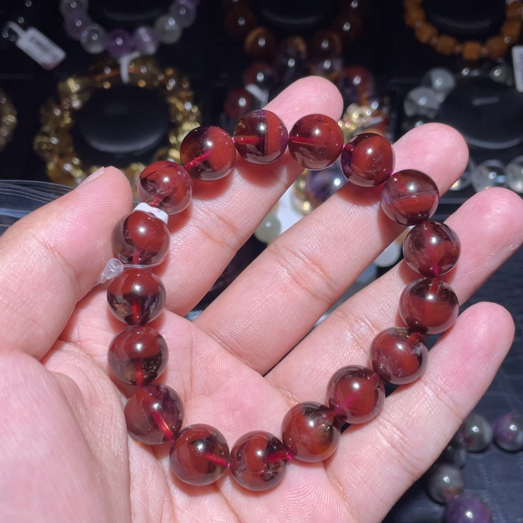 手链水晶未镶嵌12.5老矿红极光手链