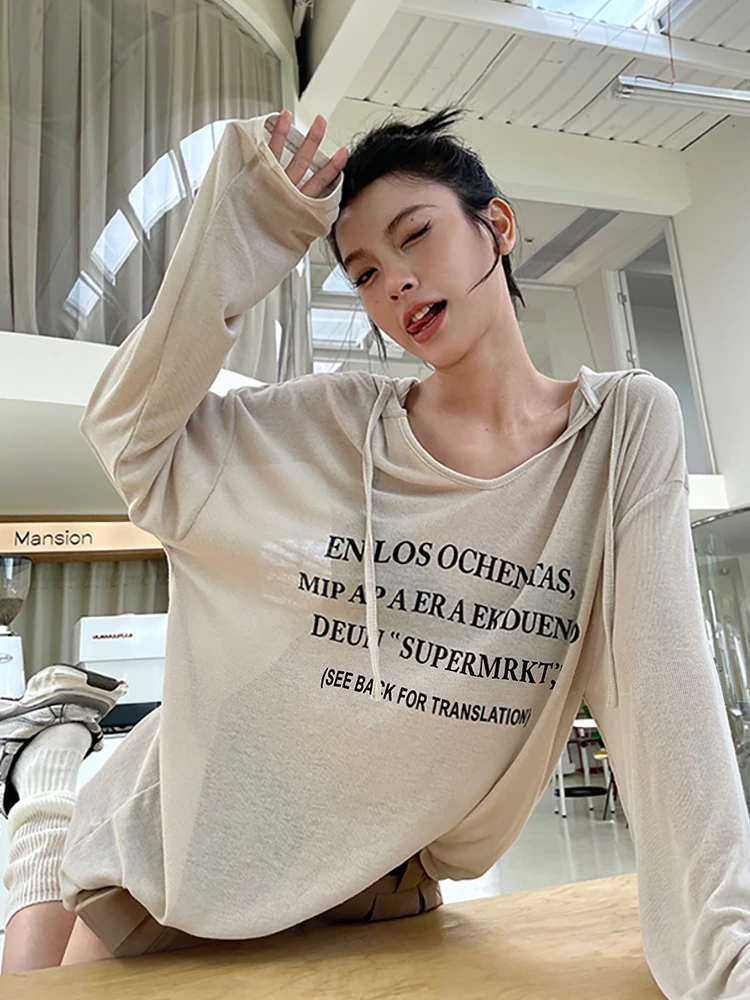 胖mm轻薄透气连帽防晒T恤女夏季新款韩版宽松显瘦遮肉防晒罩衫ins