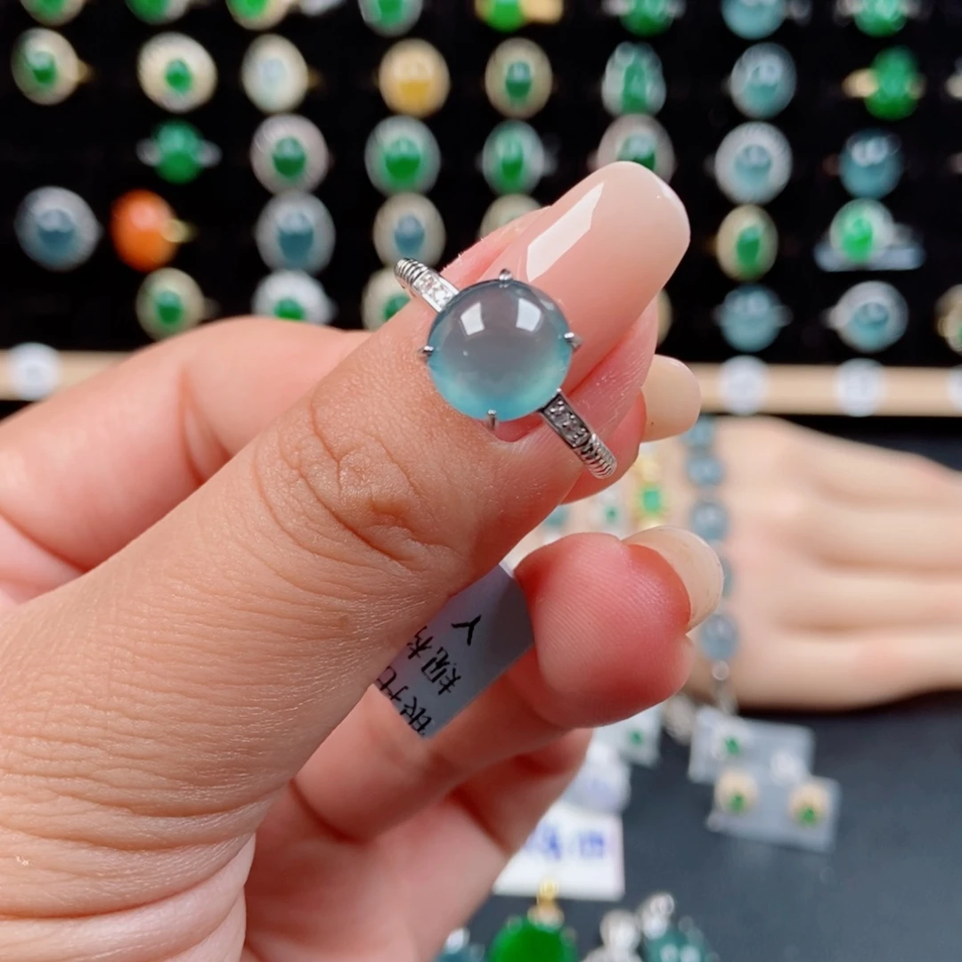 翡翠银S925镶嵌戒指