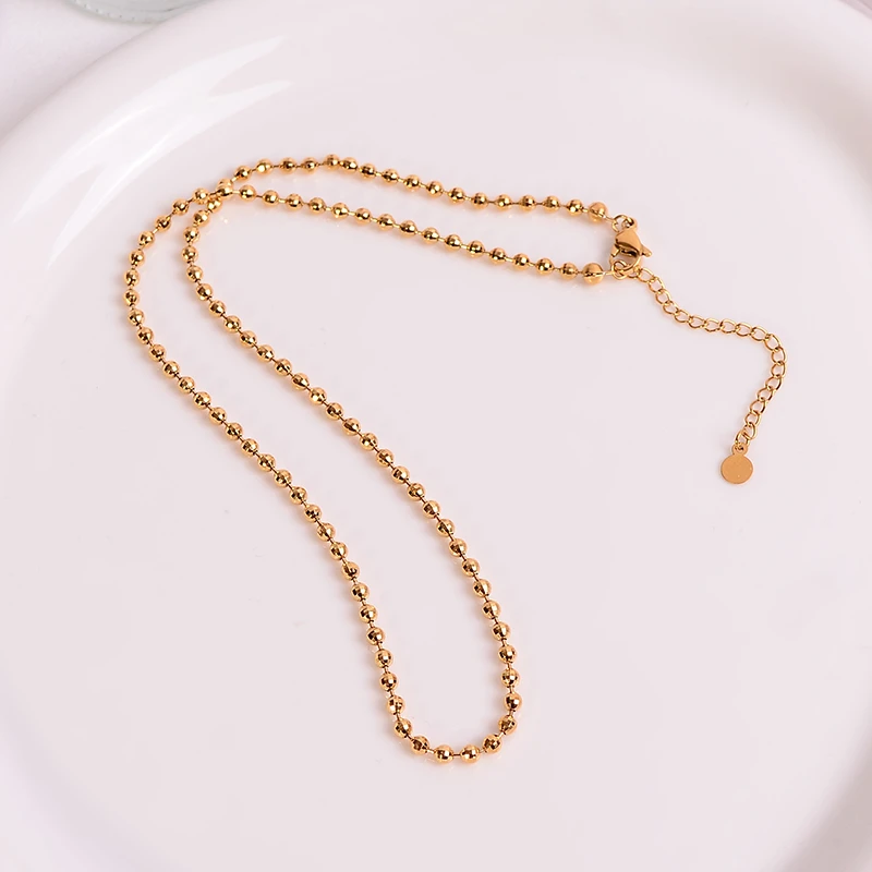 钛钢项链 爆闪蹦迪珠项链女可调节锁骨链圆珠素链不掉色叠戴饰品