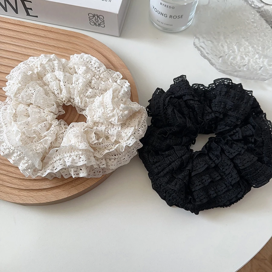 大肠圈蕾丝超大发绳高级头绳百搭气质头花少女扎马尾皮筋2025新款
