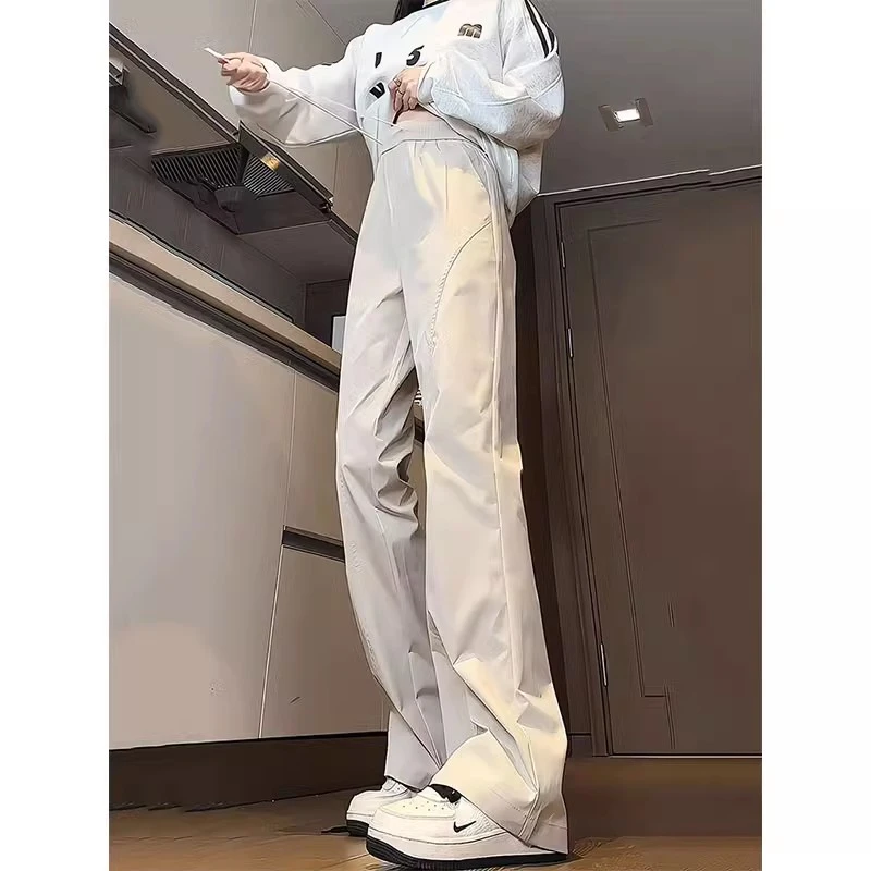 斜切弯刀裤子男款秋季软壳防水登山冲锋裤美式cleanfit直筒微喇裤