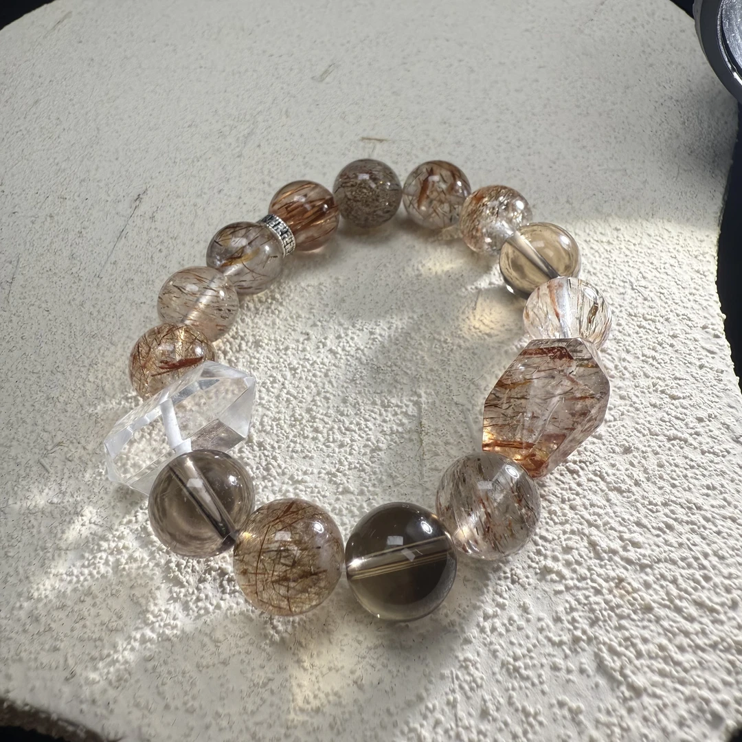 【超能黑金】黑金超七天然水晶手链 多样性发一