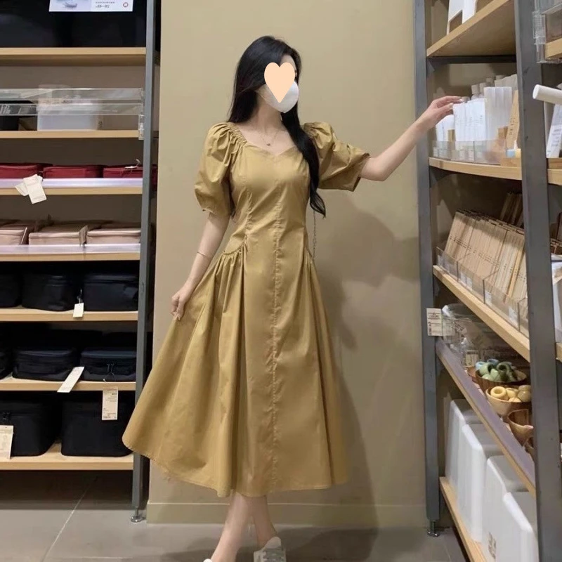 夏季新款街头风大码显瘦法式小香风卡其色黑色气质收腰领短袖拼