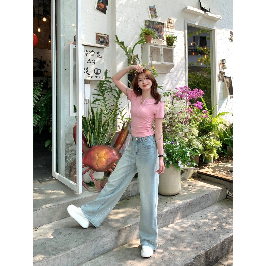 切糕自制【桃子冰沙】小个子春夏女出行气质韩版品质显瘦短袖T恤