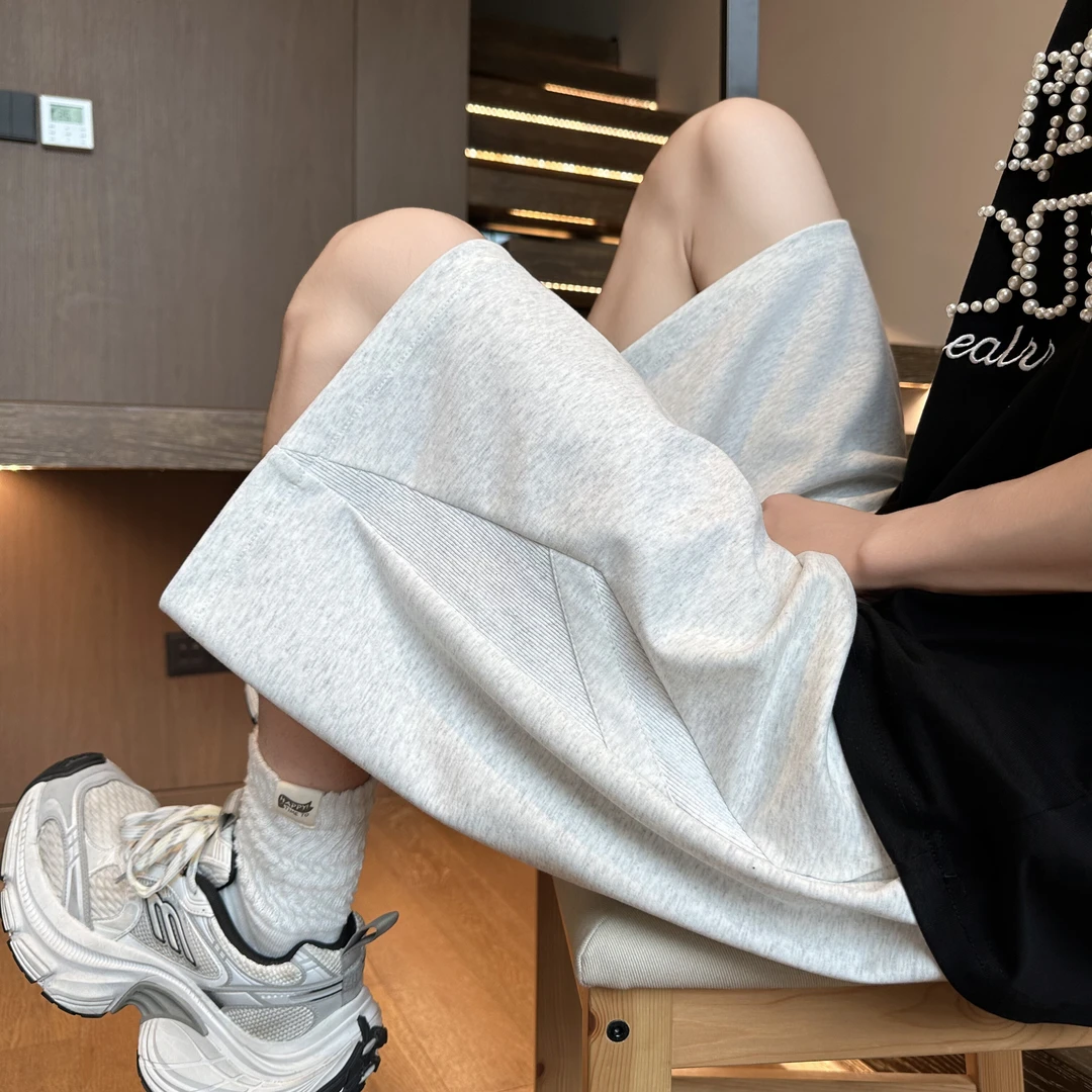 美式拼接篮球短裤男夏季复古时尚中裤显瘦百搭运动外穿裤子设计感