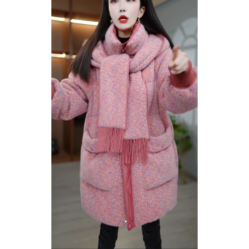 中长款韩版时尚羽绒服女装冬季新款气质显瘦加厚保暖白鸭绒外套