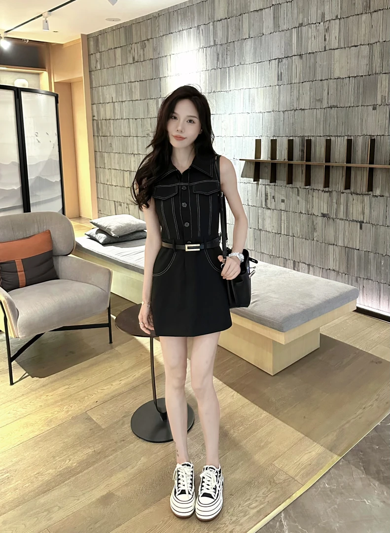 【田姜女装】韩版设计感气质显瘦连衣裙