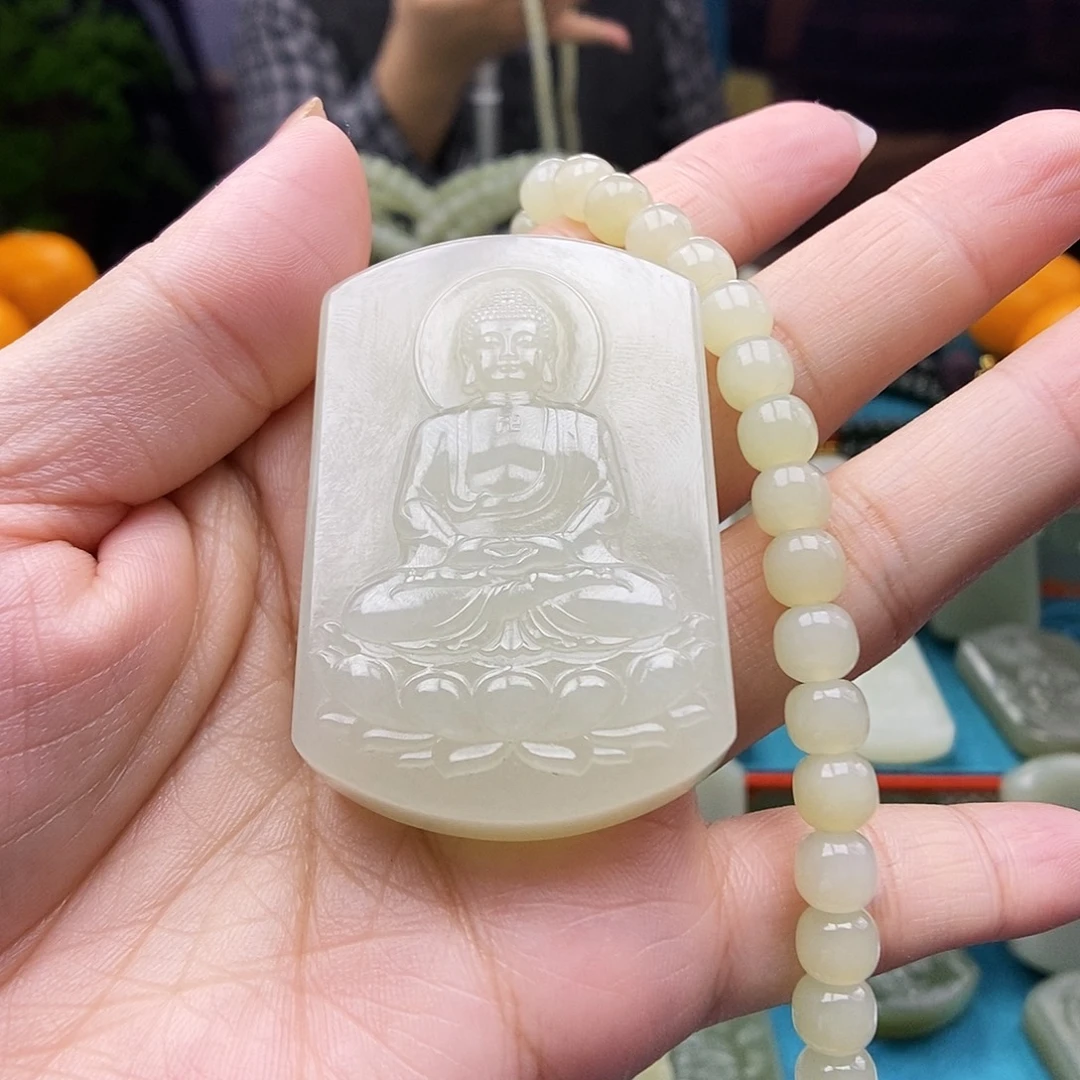 (***和田玉未镶嵌颈饰