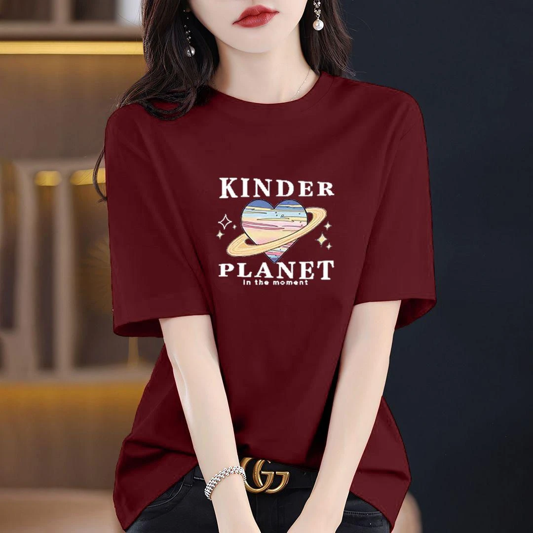 微胖显瘦100%纯棉短袖t恤女夏季新款透气百搭宽松圆领半袖上衣ins