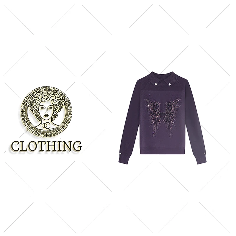 常规时尚百搭烫钻冬季轻熟风宽松套头毛衣-F0011