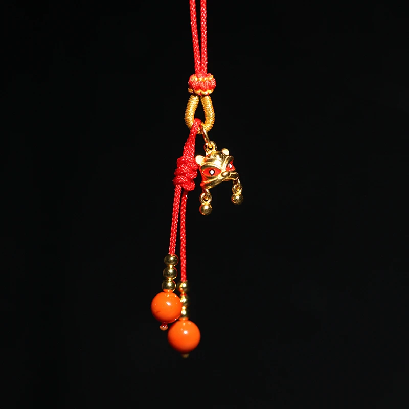 925银布艺银制品 742【叶叶珠宝】 s925银醒狮手机挂包挂钥匙挂车挂