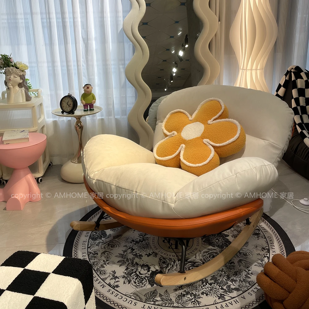 【升级真皮蛋壳摇椅】现代可拆洗躺椅懒人休闲椅可坐可躺阳台沙发椅