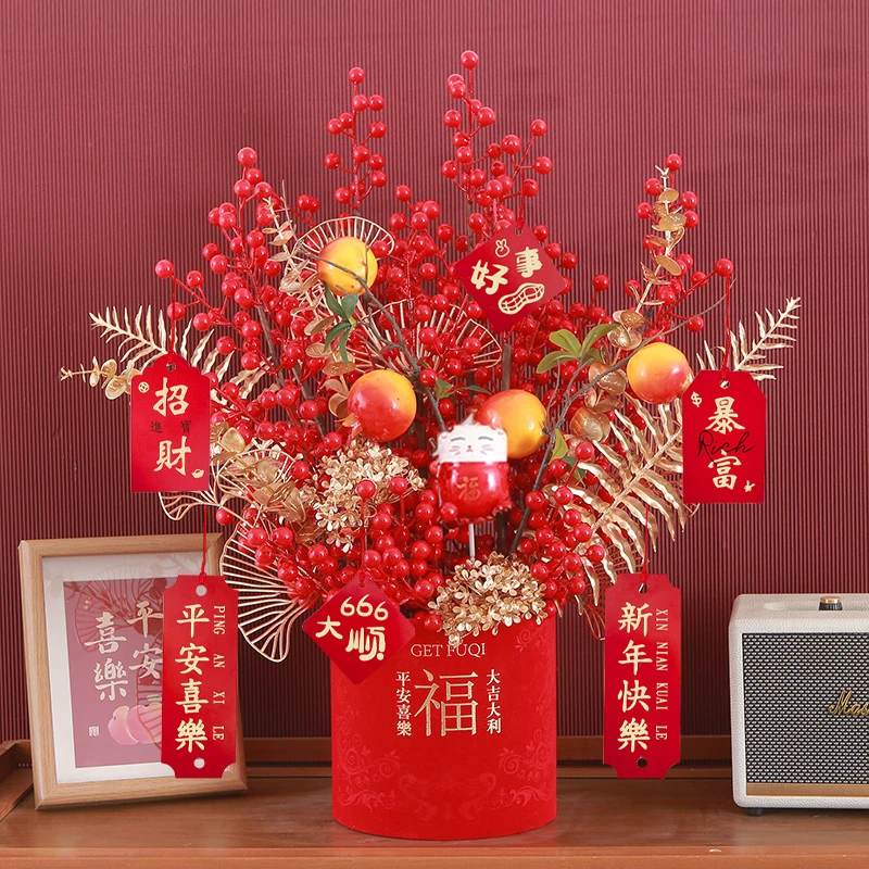 乔迁搬家福桶搬家礼物新居礼品结婚客厅新房入宅布置装饰花摆件