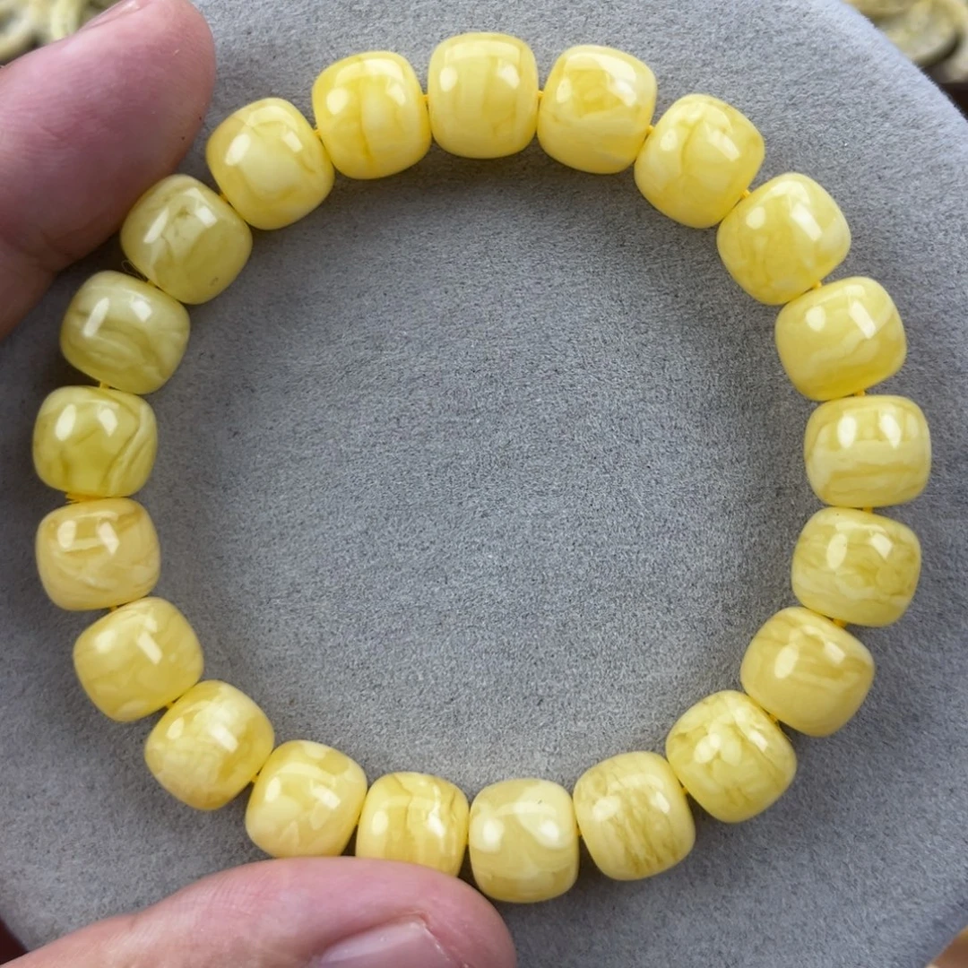 泽***斌手串蜜蜡未镶嵌纯天然俄料白花虎皮11*10