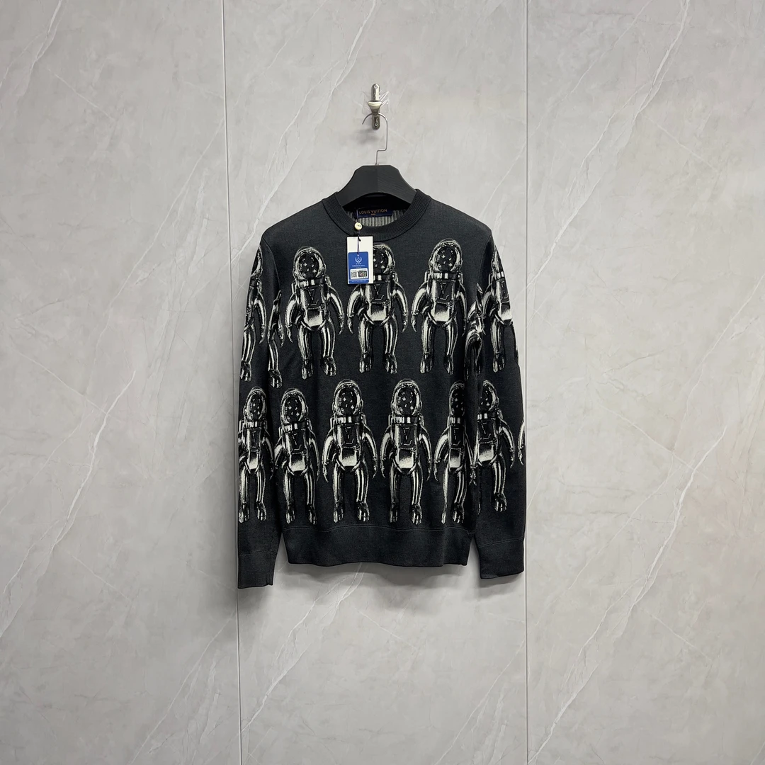 99新 LouisVuitton/路易威登 满银提花Logo针织毛衣/12002/S码