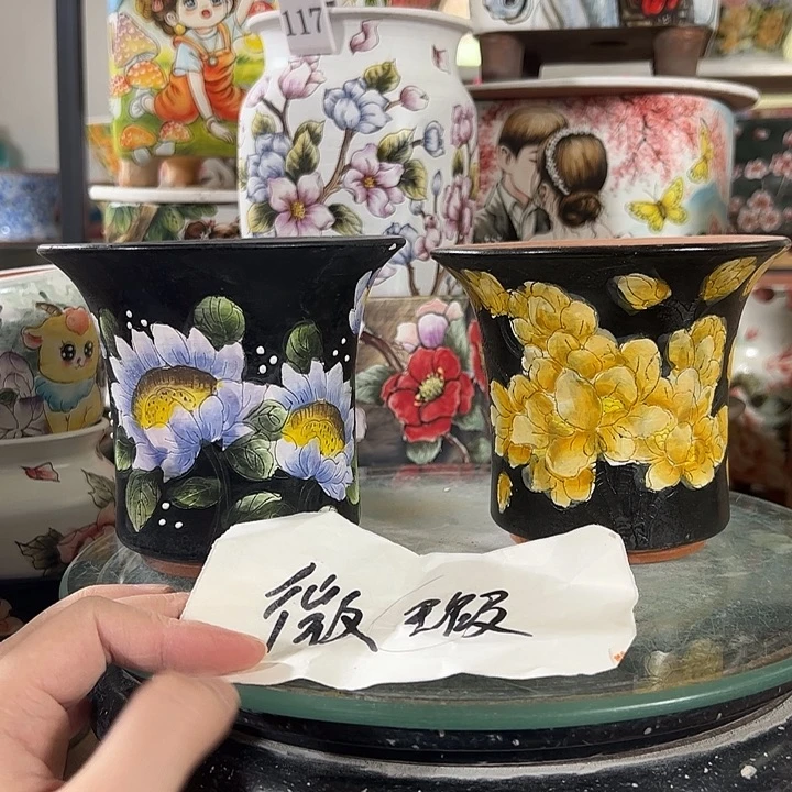 景德镇手绘花盆满38包邮