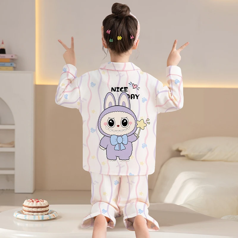 春秋季儿童新款纯棉女童长袖睡衣中大童女孩公主洋气家居服可外穿