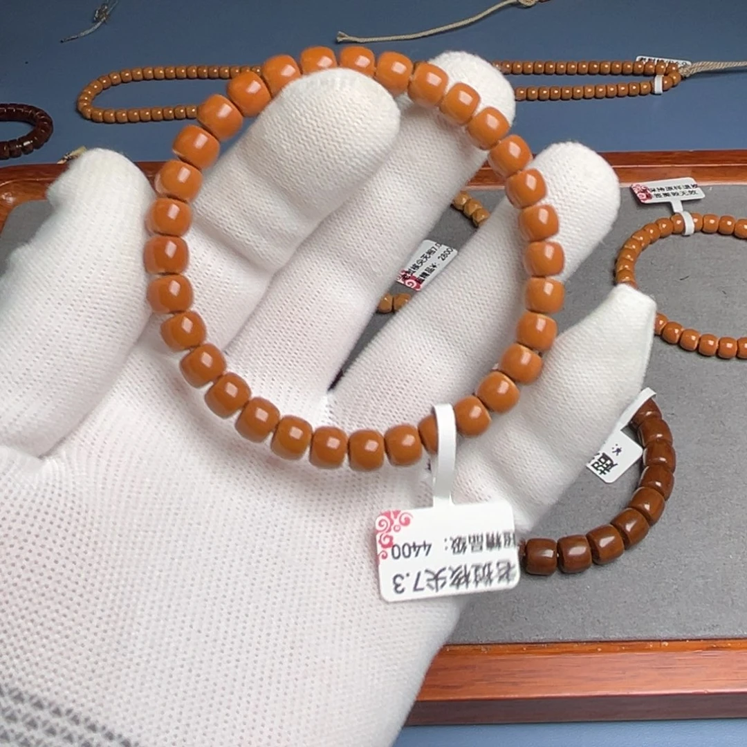 老***六橄榄核手串7.3尺核尖落地红超精品老挝