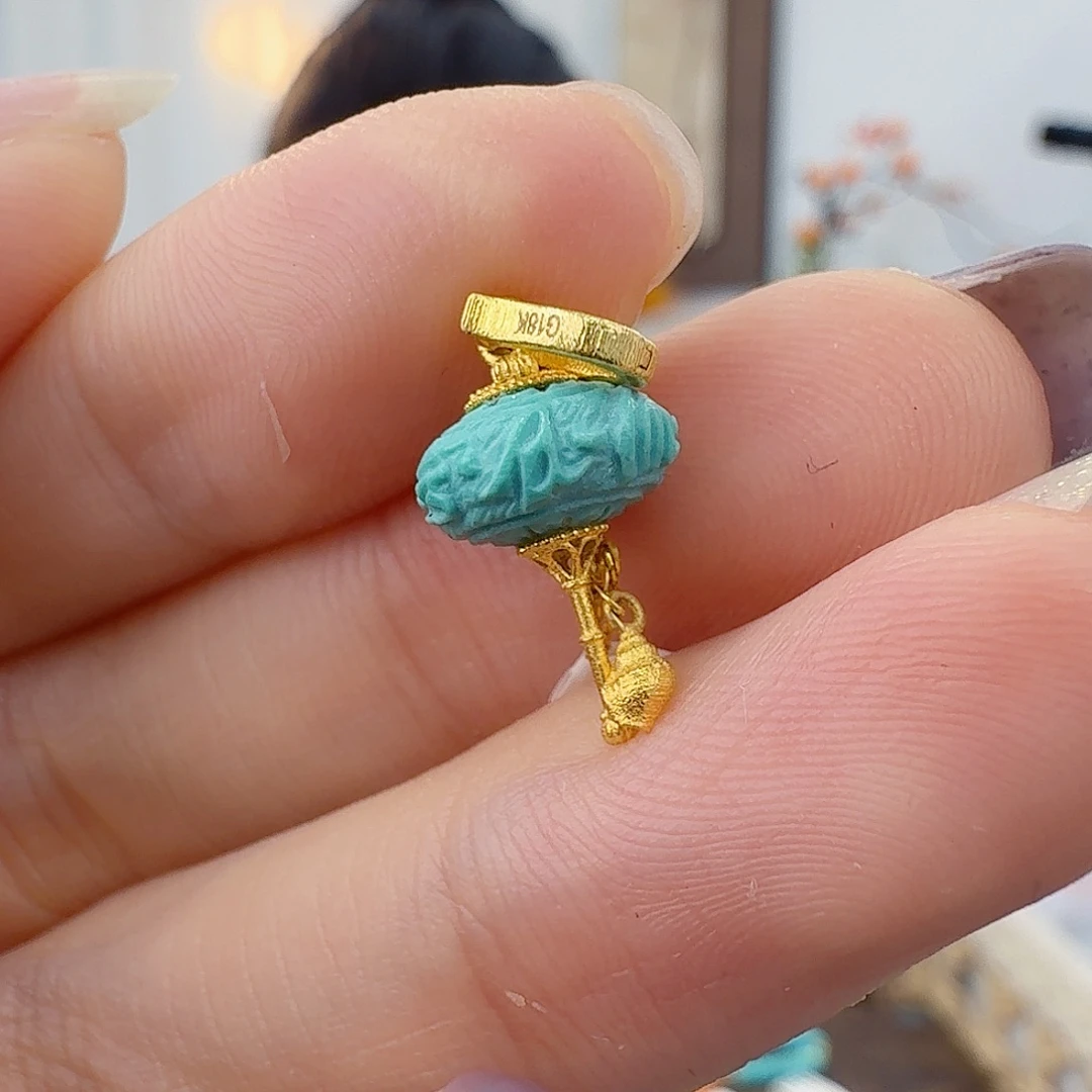 绿松石18K金镶嵌珠宝半成品