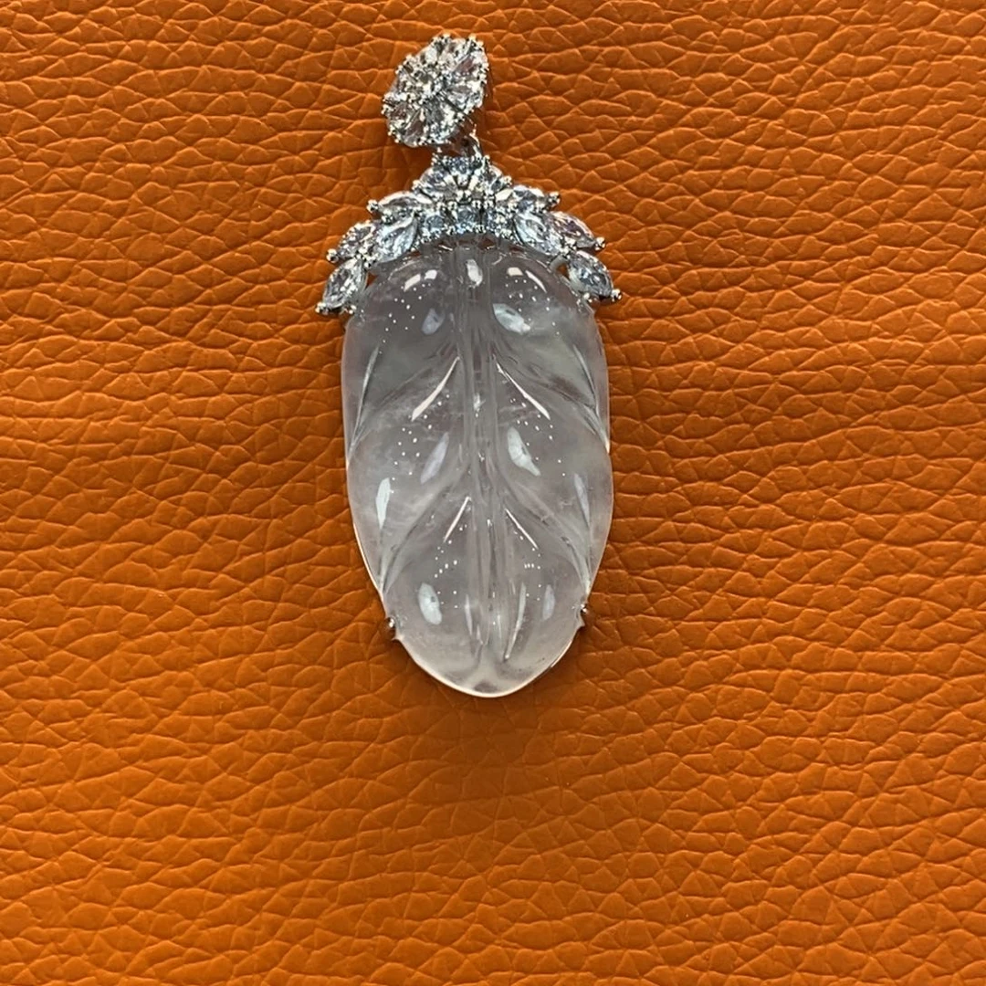 石英质玉吊坠(赠链)银S925镀金镶嵌