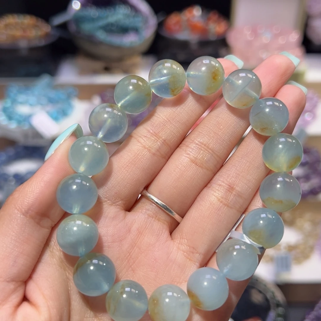 未镶嵌手串水晶赤铁矿共生海蓝宝12.3mm