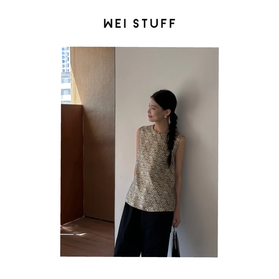 WEI STUFF  “黛栖棠漫” 时尚百搭圆领宽松印花无袖背心 9401 .