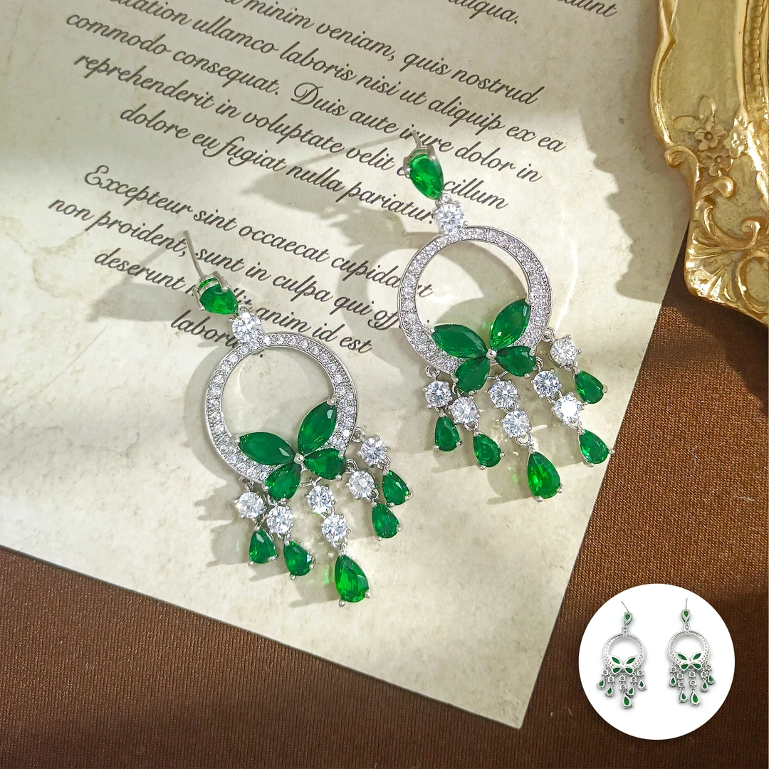 铜合金合成锆石耳饰 WYSX-006364【青青子衿】耳环气质时尚简约小众