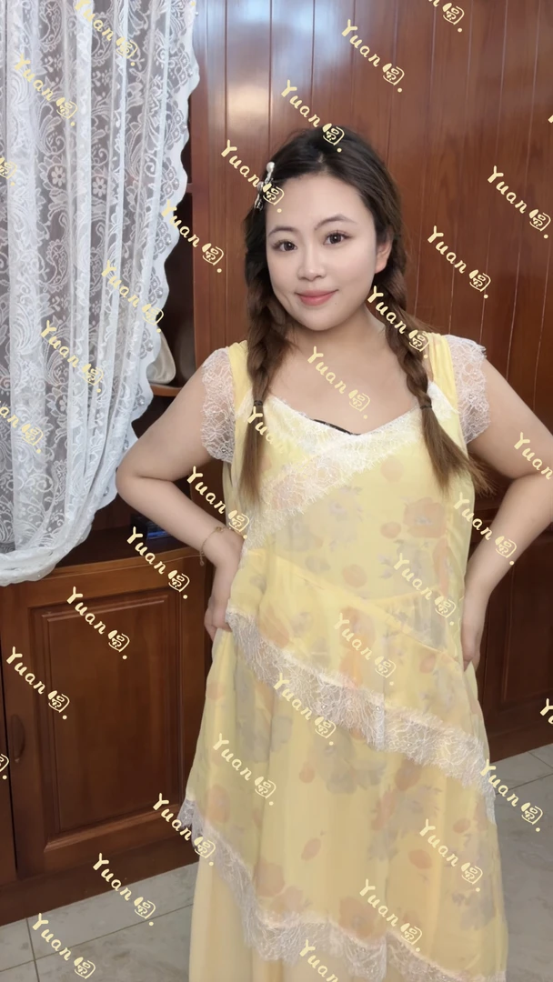 Yuan 柠香蕾丝#吊带连衣裙
