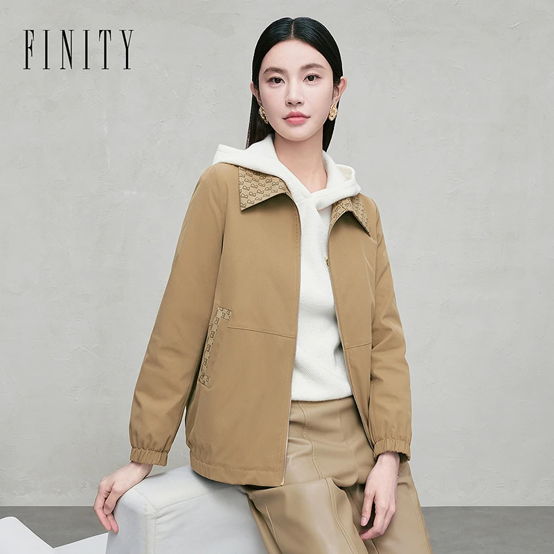 FINITY外套气质长袖短款时尚休闲秋冬粗花呢春秋小个子款