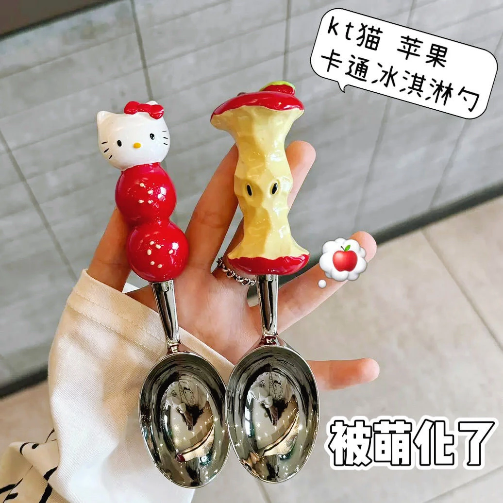 【吐司】hellokitty冰糖葫芦凯蒂猫勺子汤勺苹果核卡通可爱双头水果
