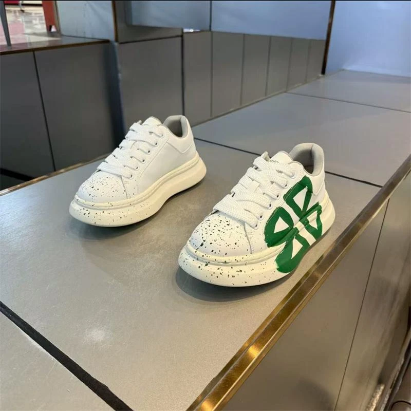 厚底松糕鞋男士休闲鞋百搭低帮男鞋子增高印花青年板鞋涂鸦面包鞋