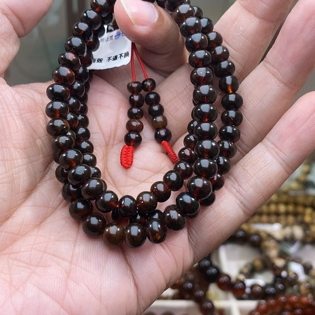 琥珀未镶嵌手链6血珀108