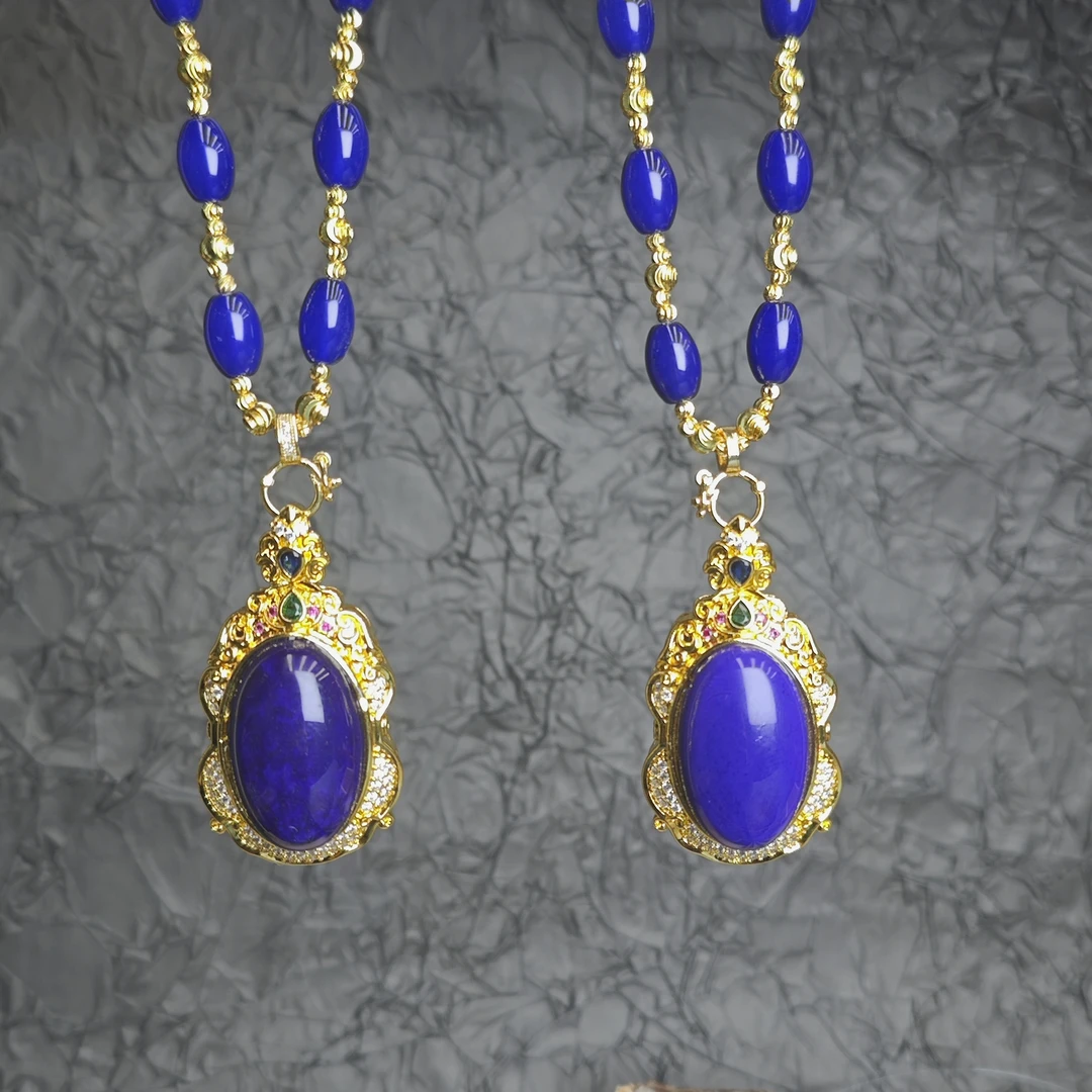 高定珠宝时尚设计款紫衫玛瑙蛋面吊坠-y2209-赠礼盒-多样性发其一