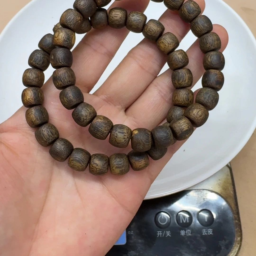 连***余沉香沉香碎屑东江绿鼓珠0.9单圈22克（2条）