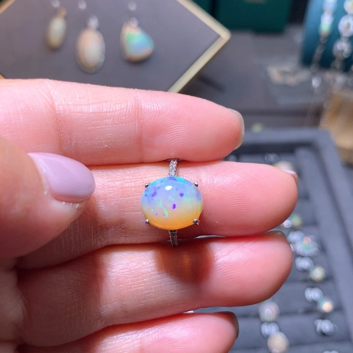 欧泊戒指）银S925镶嵌翎*✨