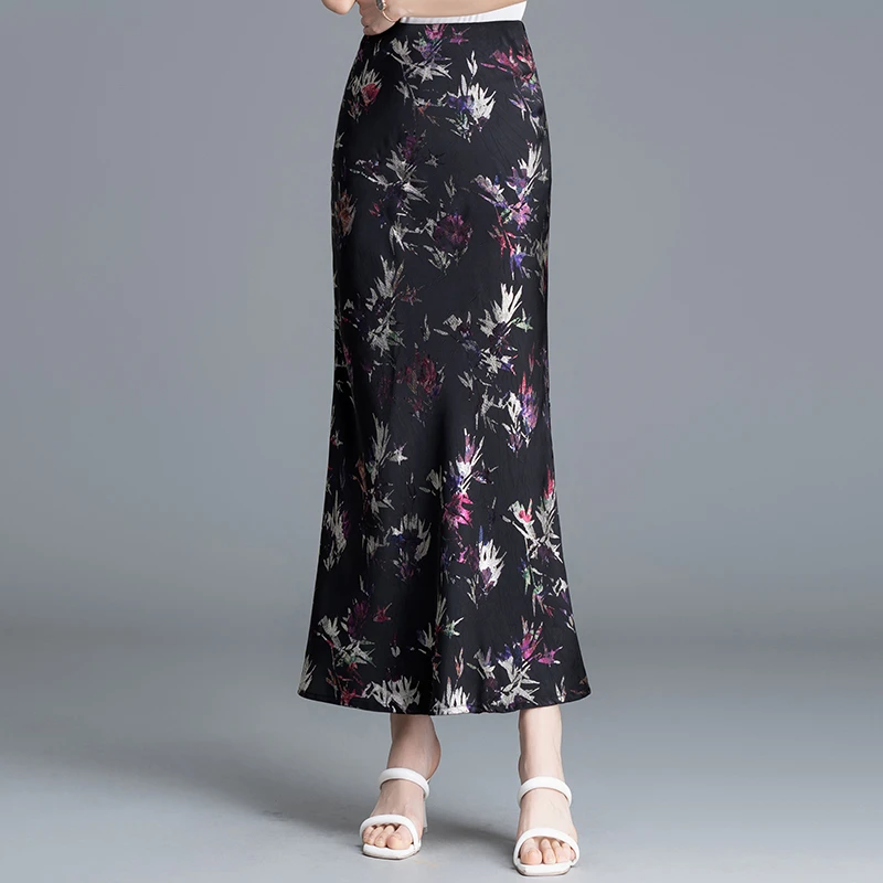 碎花裙气质鱼尾半身裙女夏高级感2025新款高腰长裙垂感开叉包臀裙