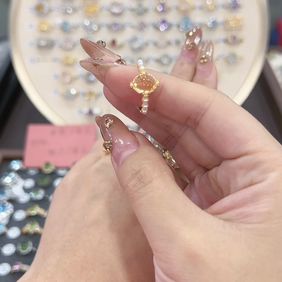 蛇纹石玉戒指银S925镶嵌花****财