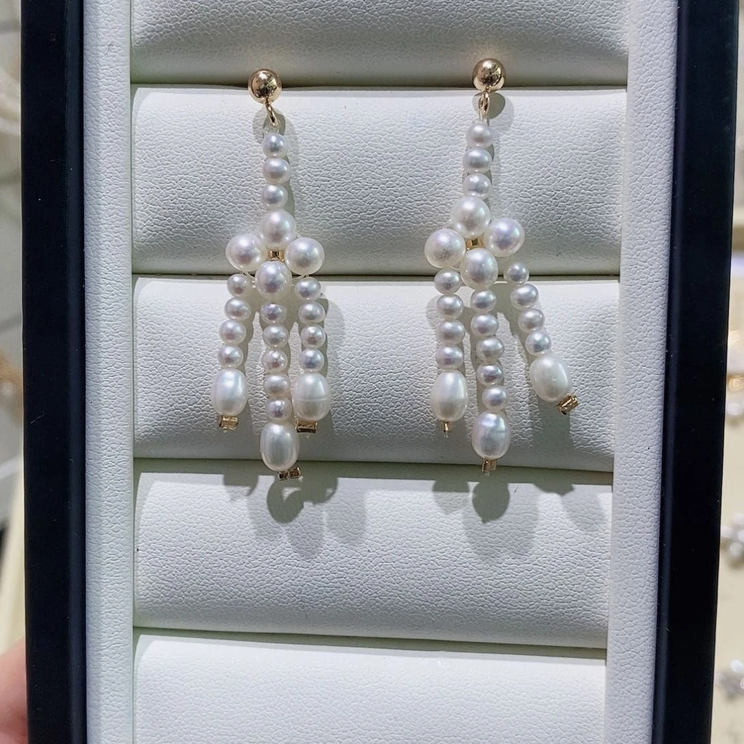 淡水珍珠耳饰银S925镶嵌