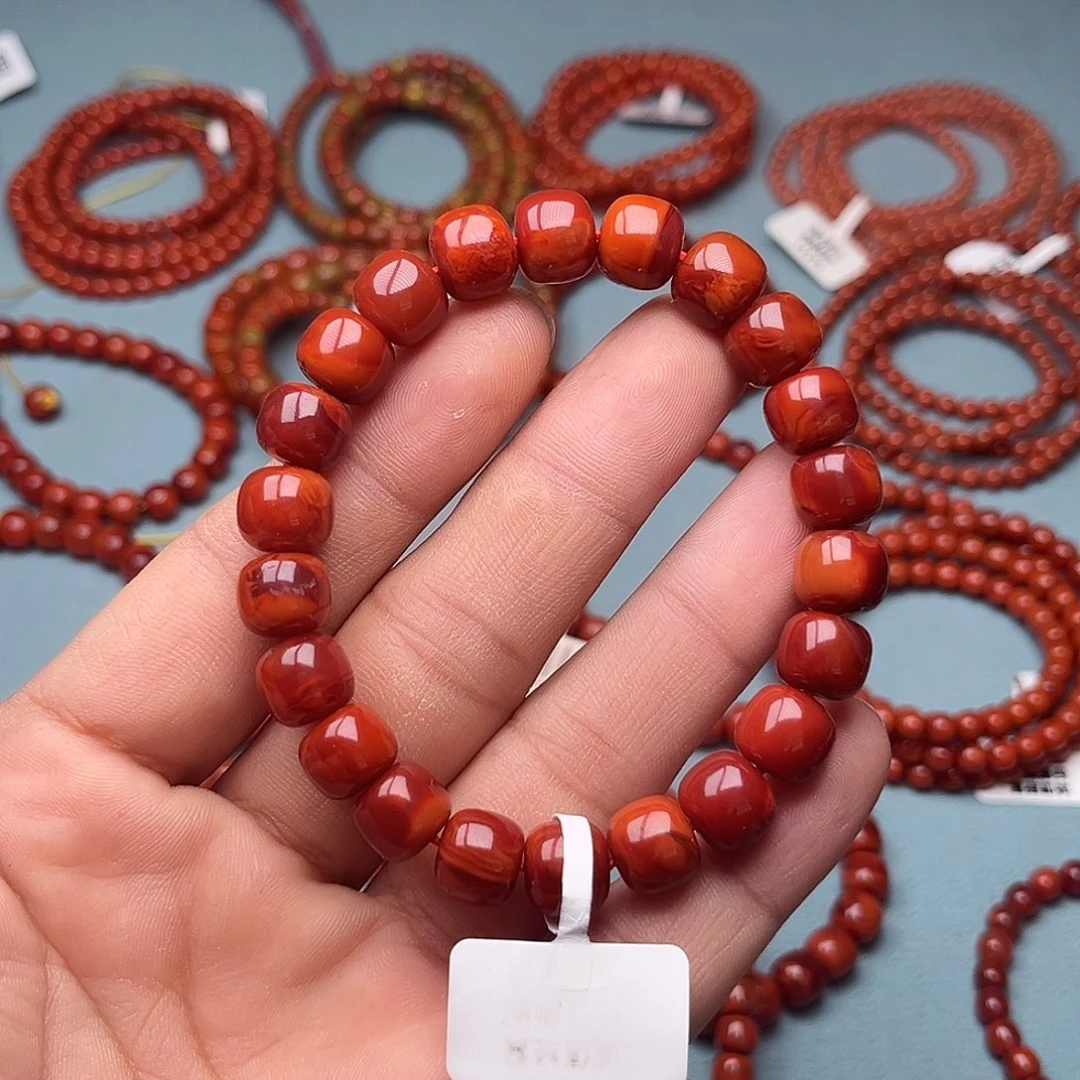 南红玛瑙未镶嵌手链牛血红卡10 +