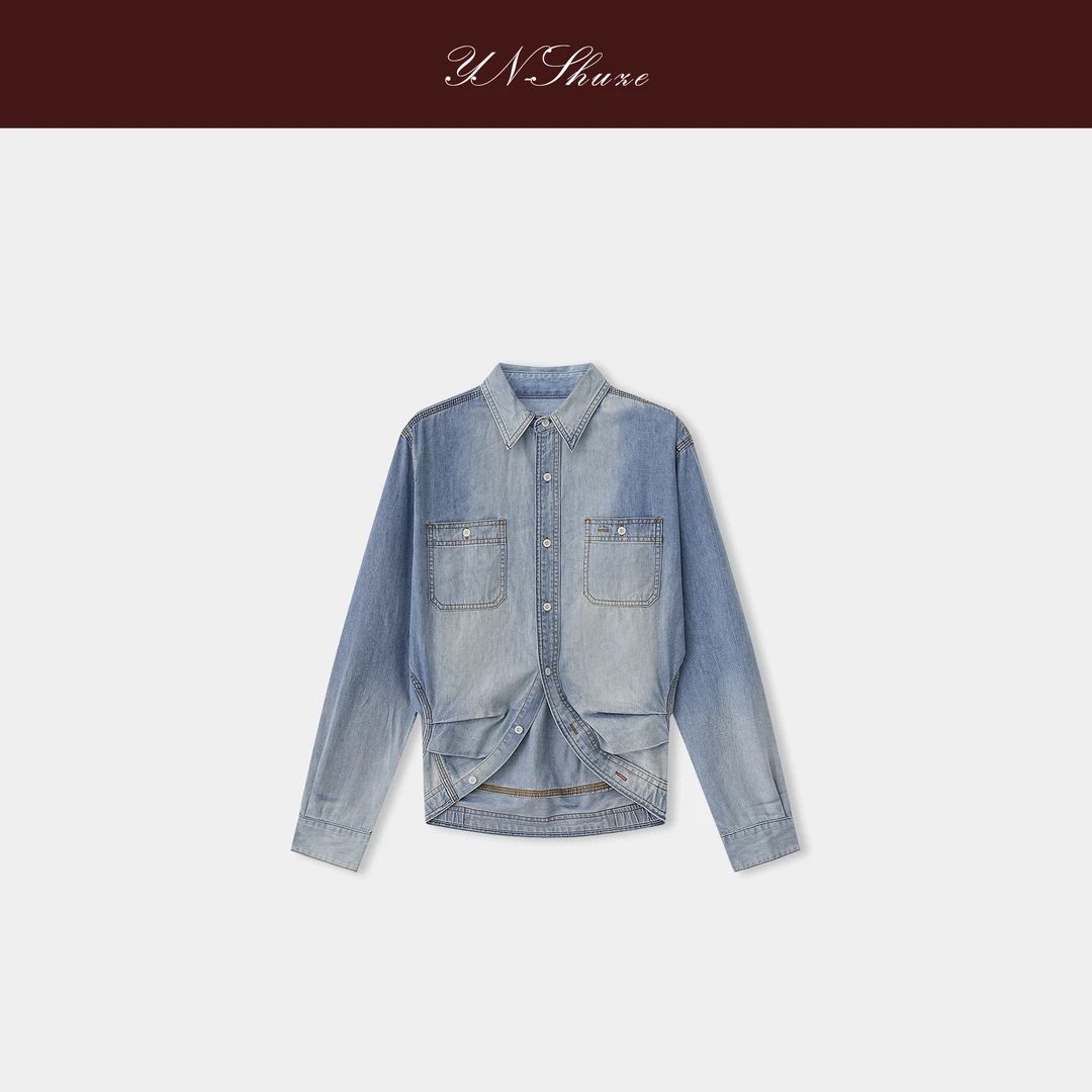 YN-SHUZE【浅川】秋季蓝色长袖复古收腰外套 SZ-YNB-280934