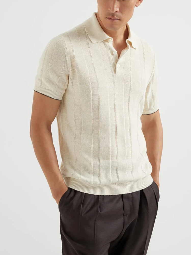 LuxeNova25新款BC老钱风棉针织高端商务男士休闲翻领短袖POLO衫