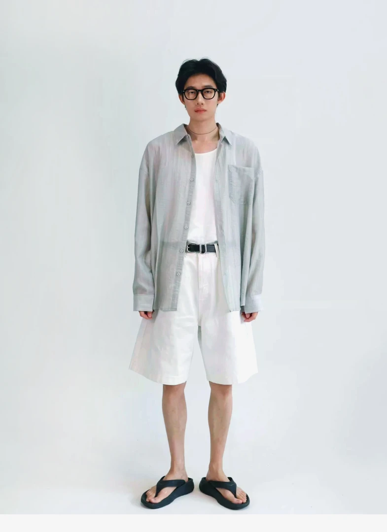 Lidsolo 夏季薄款防晒衬衫垂感韩版百搭宽松长袖上衣男女同款