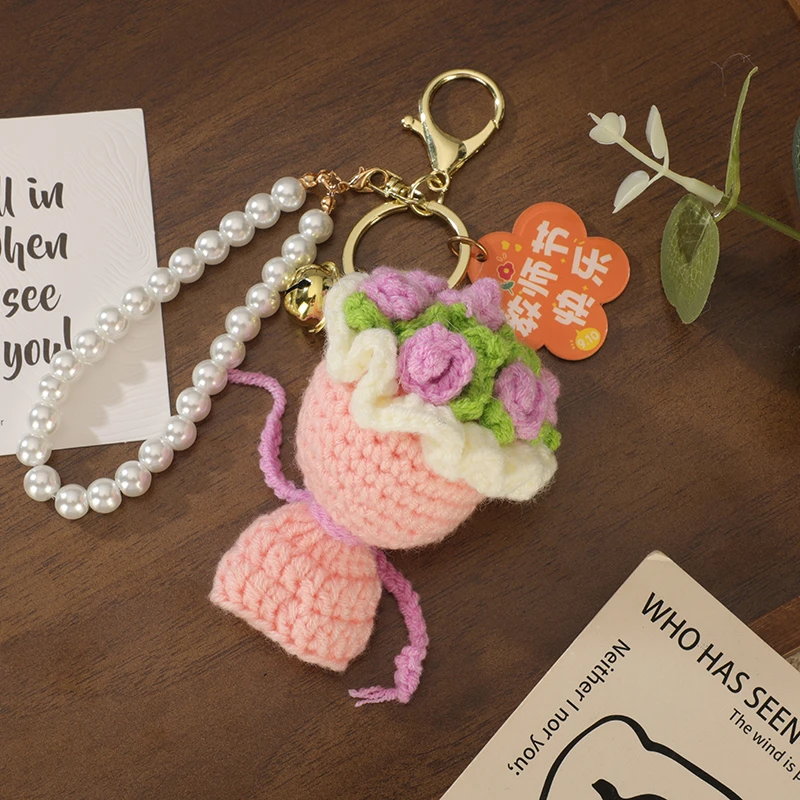 教师节礼物送女老师手工毛线玫瑰花向日葵花束高档挂件钥匙扣礼品