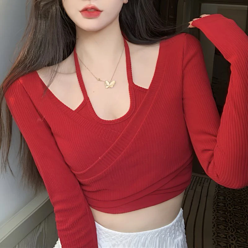 辣妹长袖秋季针织打底衫（备注编码）