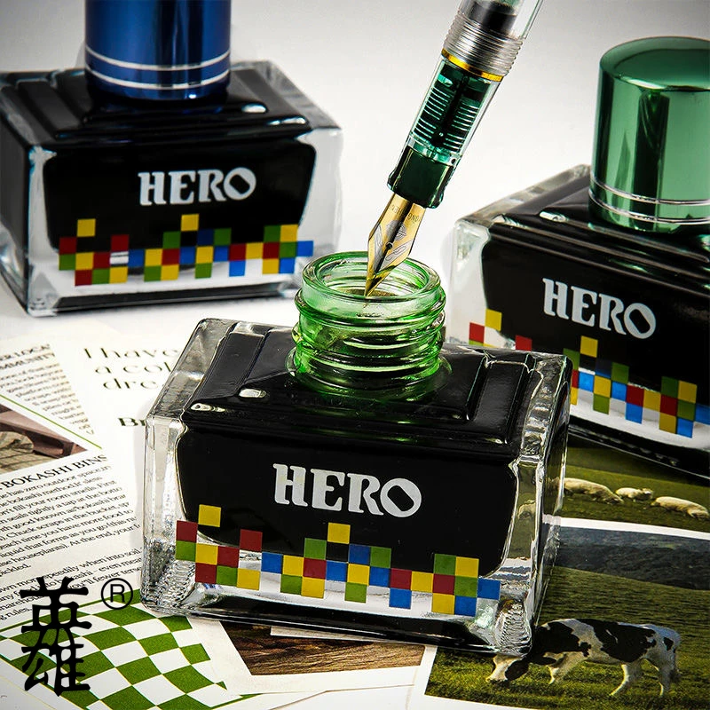 HERO/英雄钢笔钢笔水墨水商务非碳素不堵笔钢笔黑色彩色墨水